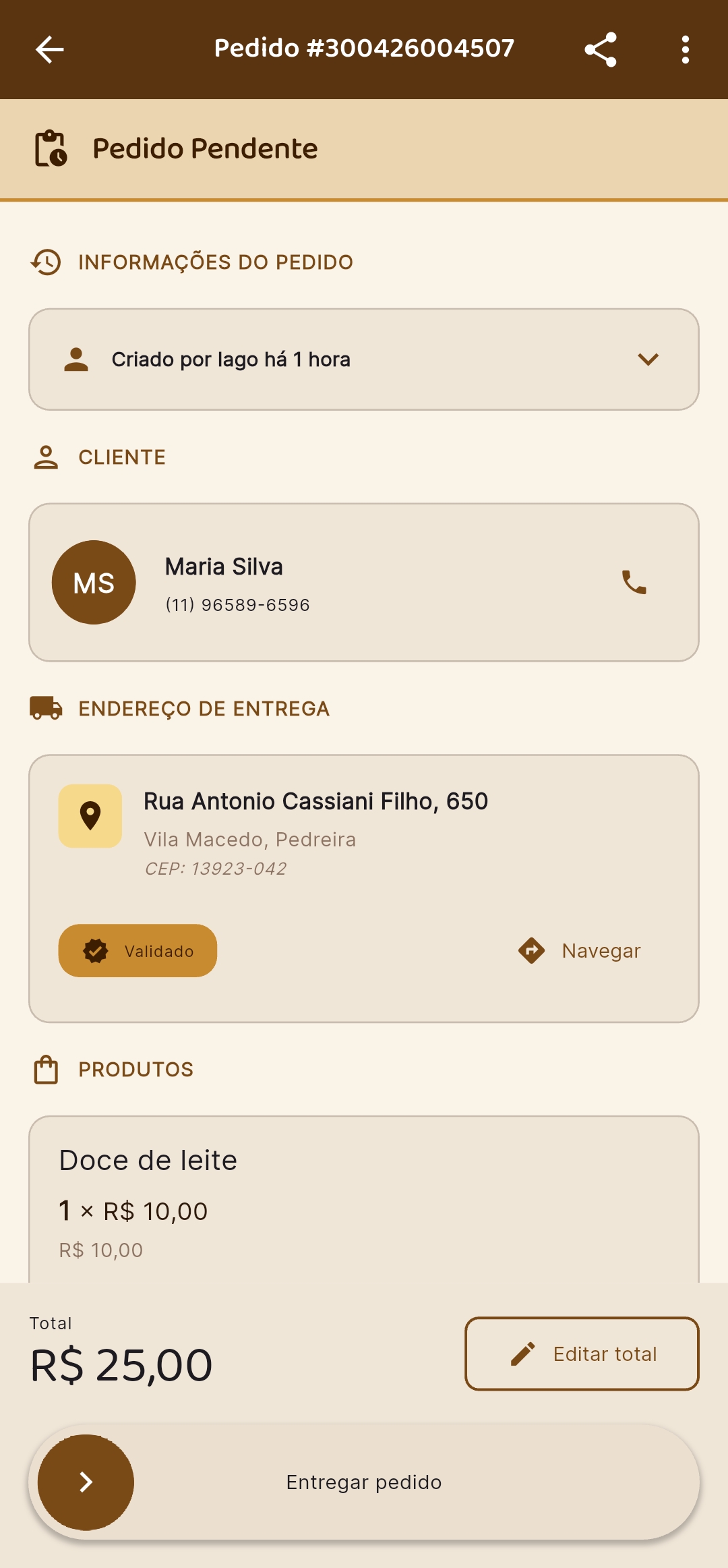 Detalhe do Pedido